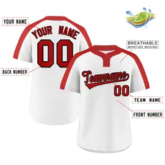 White Red-Black Classic Two-Button Softball Jersey 2