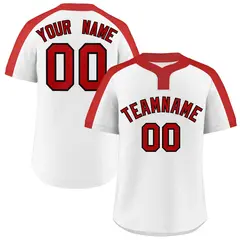 White Red-Black Classic Two-Button Softball Jersey