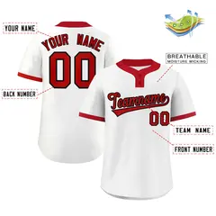 White Red-Black Classic Two-Button Softball Jersey 2