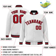White Red Black Classic Varsity Full-Snap Letterman Jacket 2