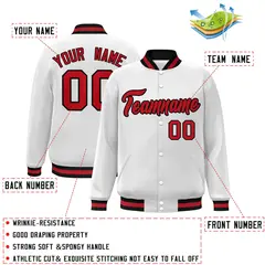 White Red Black Classic Varsity Full-Snap Letterman Jacket 2