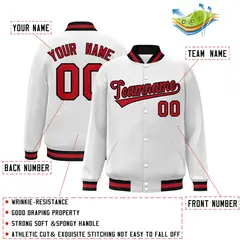 White Red Black Classic Varsity Full-Snap Letterman Jacket 2