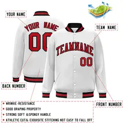 White Red Black Classic Varsity Full-Snap Letterman Jacket 2