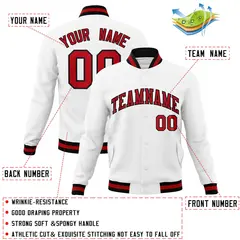 White Red Black Classic Varsity Full-Snap Letterman Jacket 4