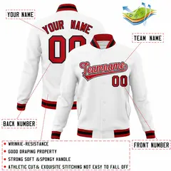White Red Black Classic Varsity Full-Snap Letterman Jacket 4