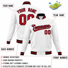 White Red Black Classic Varsity Full-Snap Letterman Jacket 4