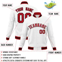White Red Black Classic Varsity Full-Snap Letterman Jacket 4