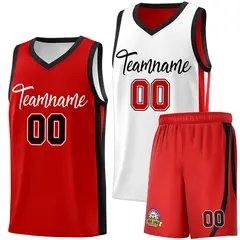 White Red-Black Double Side Sets Men Basketball Jersey