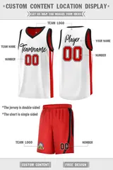 White Red-Black Double Side Sets Men Basketball Jersey 2