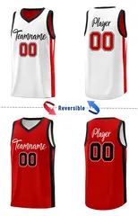 White Red-Black Double Side Sets Men Basketball Jersey 3