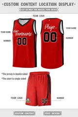 White Red-Black Double Side Sets Men Basketball Jersey 4