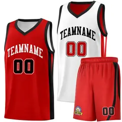 White Red-Black Double Side Sets Men Basketball Jersey