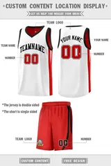 White Red-Black Double Side Sets Men Basketball Jersey 2