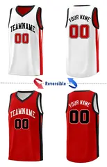 White Red-Black Double Side Sets Men Basketball Jersey 3