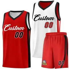 White Red-Black Double Side Sets Men Basketball Jersey 1