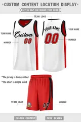 White Red-Black Double Side Sets Men Basketball Jersey 2