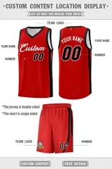White Red-Black Double Side Sets Men Basketball Jersey 4