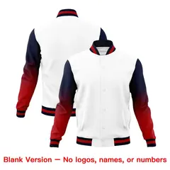 White Red Black Gradient Varsity Raglan Letterman Jacket 7