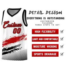White Red Black Graffiti Basketball Jersey 2