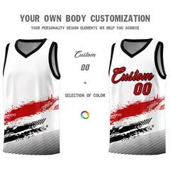 White Red Black Graffiti Basketball Jersey 3