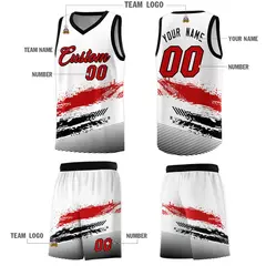 White Red Black Graffiti Basketball Jersey 5