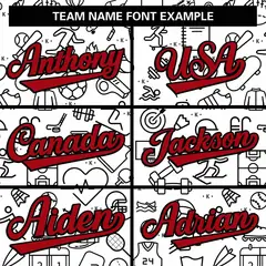 White Red-Black Line Graffiti Raglan Varsity Letterman Baseball Jacket 5