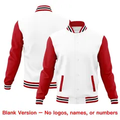 White Red Black Raglan Sleeve Cotton Letterman Jacket 6