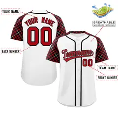 White Red-Black Raglan Sleeves Authentic Baseball Jersey 2