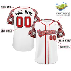 White Red-Black Raglan Sleeves Authentic Baseball Jersey 2