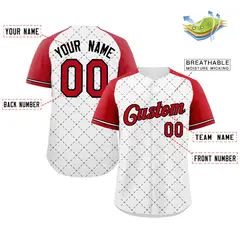 White Red-Black Rhombus Authentic Baseball Jersey 2