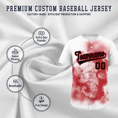 White Red Black Skeleton Graffiti Baseball Jersey 4