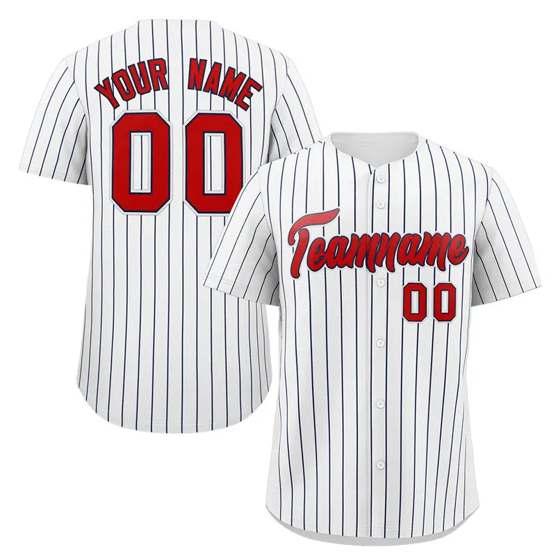 White Red Black Stripe Fashion Authentic Baseball Jersey