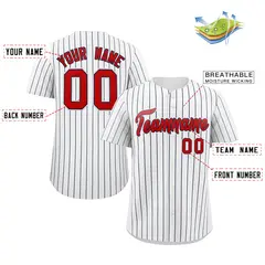 White Red Black Stripe Fashion Authentic Baseball Jersey 2