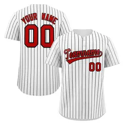 White Red Black Stripe Fashion Authentic Baseball Jersey