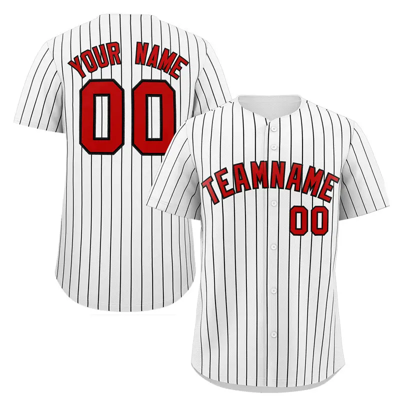 White Red Black Stripe Fashion Authentic Baseball Jersey