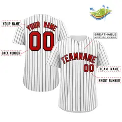 White Red Black Stripe Fashion Authentic Baseball Jersey 2