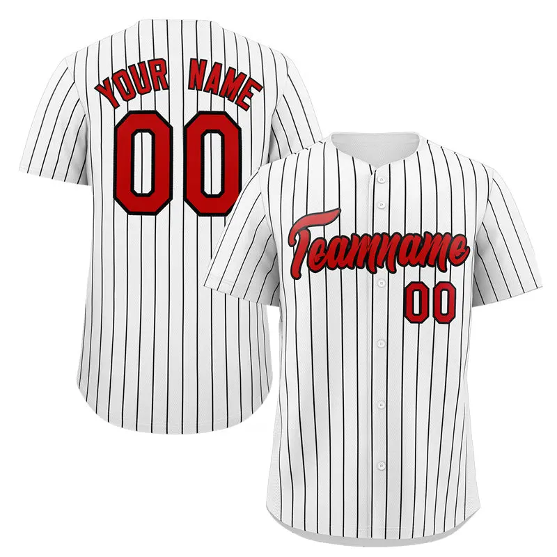 White Red Black Stripe Fashion Authentic Baseball Jersey