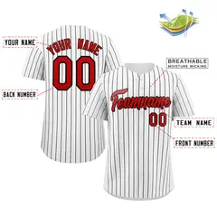 White Red Black Stripe Fashion Authentic Baseball Jersey 2