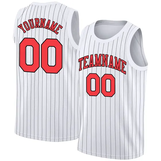 White Red Black Stripe Fashion Basketball Jersey