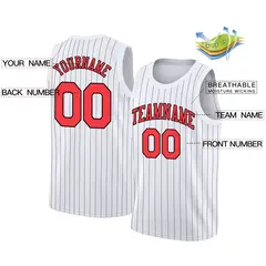 White Red Black Stripe Fashion Basketball Jersey 2