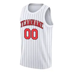 White Red Black Stripe Fashion Basketball Jersey 3