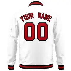White Red-Black Varsity Full-Zip Letterman Bomber Jacket 4