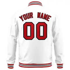 White Red-Black Varsity Full-Zip Letterman Bomber Jacket 4