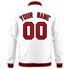 White Red-Black Varsity Full-Zip Letterman Bomber Jacket 4