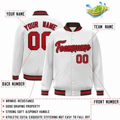 White Red-Brown Classic Varsity Full-Snap Letterman Jacket 2