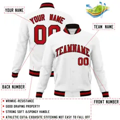 White Red-Brown Classic Varsity Full-Snap Letterman Jacket 4