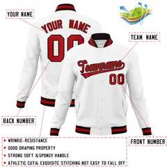 White Red-Brown Classic Varsity Full-Snap Letterman Jacket 4