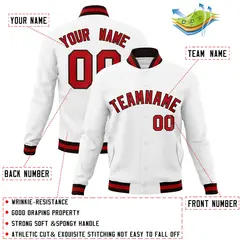 White Red-Brown Classic Varsity Full-Snap Letterman Jacket 4
