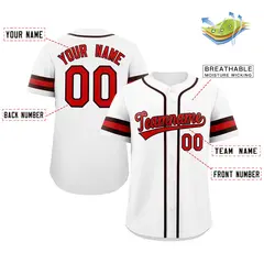 White Red-Brown Full-Button Classic Baseball Jersey 2