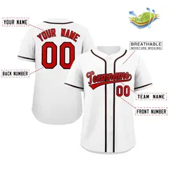 White Red-Brown Full-Button Classic Baseball Jersey 2
